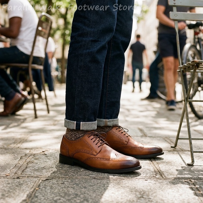 Men Shoes Formal - Men Brogue Derby Shoes Formal Wingtip
