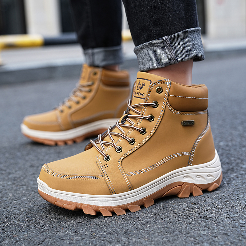Men Boots Winter Outdoor Walki - Men'S Shoes Yellow And Black review and price