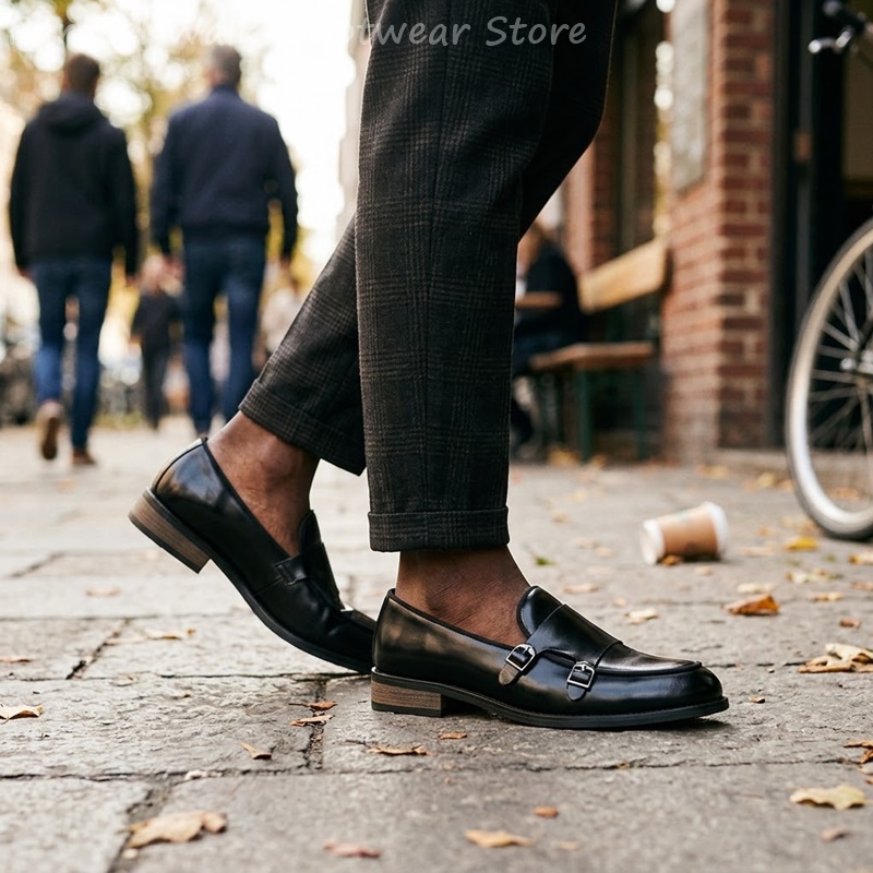 Men Double Buckle Loafers Vint - Men Shoes Formal review and price