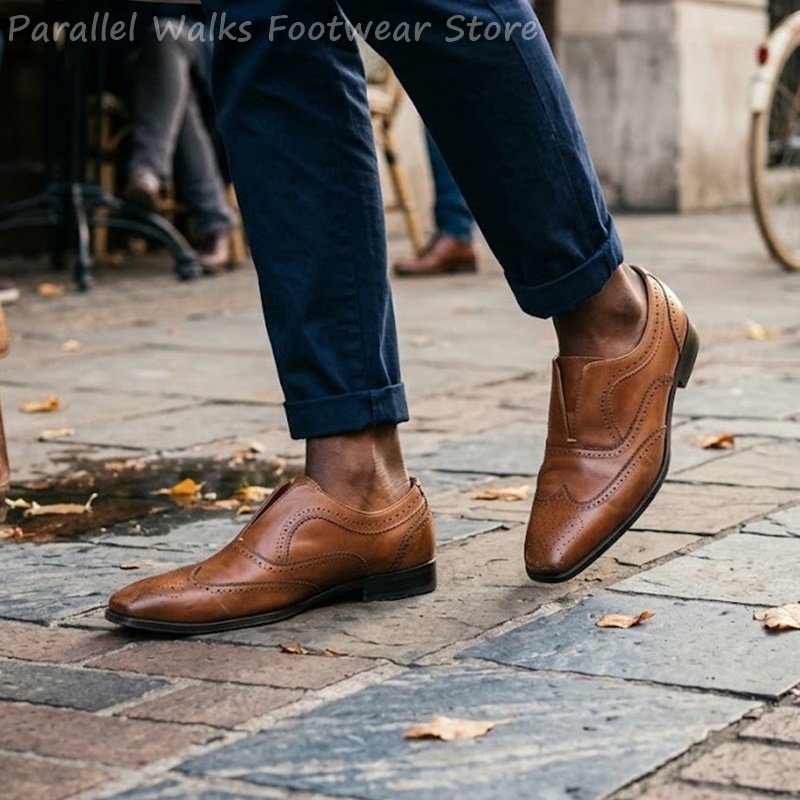 Mens Brown Leather Brogue Shoe - Men Shoes Formal review and price