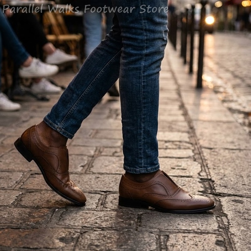 Mens Brown Leather Brogue Shoe - Men Shoes Formal review and price