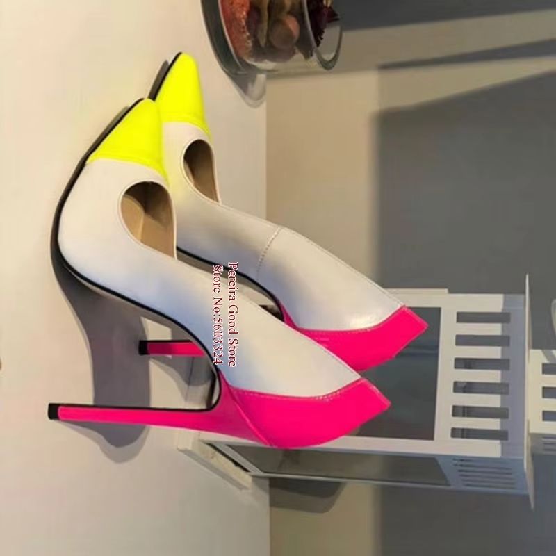 Sexy Pointed Toe Patchwork Dre - Men'S Shoes Yellow And Black review and price